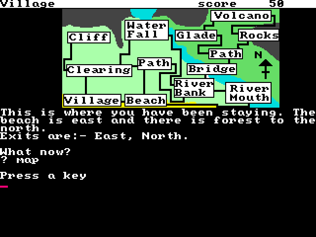 Cave Maze (Amiga) screenshot: Map of the outside areas