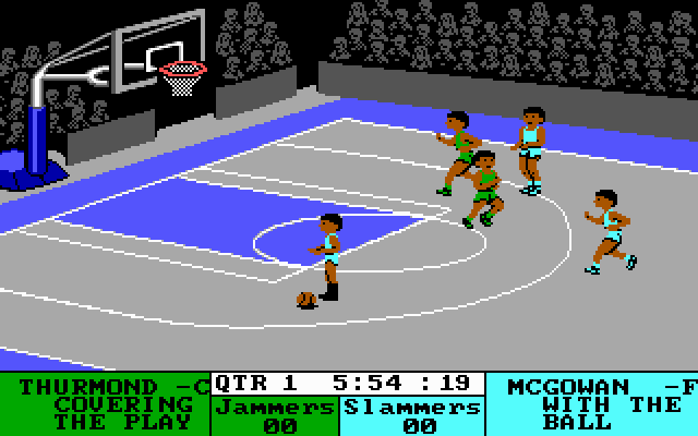 Fast Break (DOS) screenshot: Starting a game (EGA)