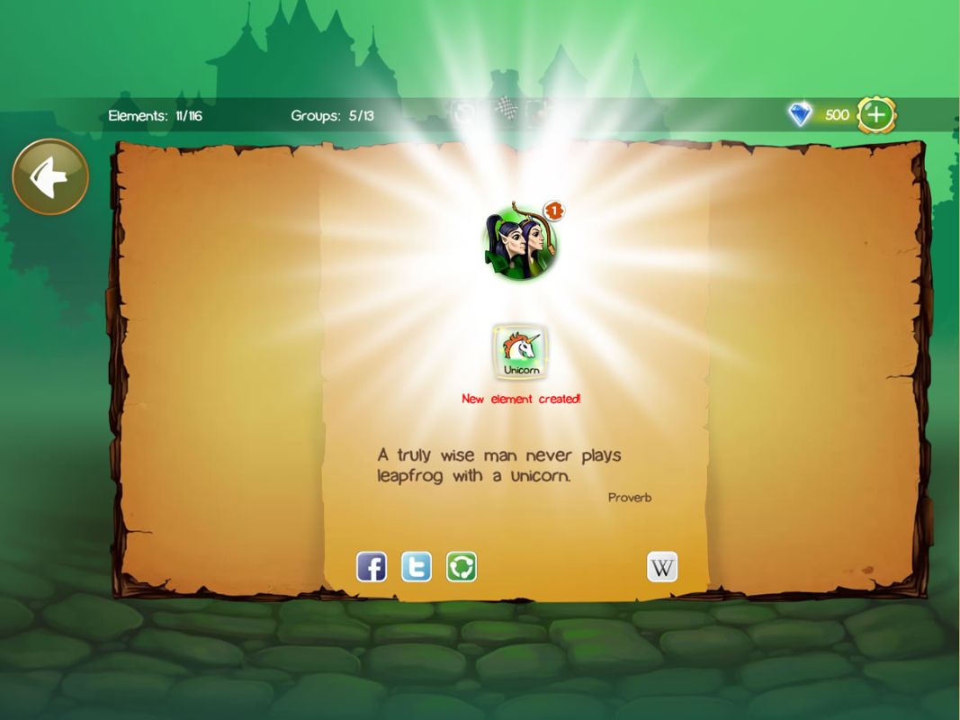 Doodle Kingdom (Windows Apps) screenshot: I discovered the unicorn.