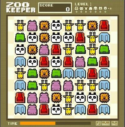 Zoo Keeper (Browser) screenshot: This is what the level looks like when you begin.