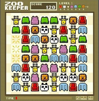 Zoo Keeper (Browser) screenshot: I made some animals disappear.