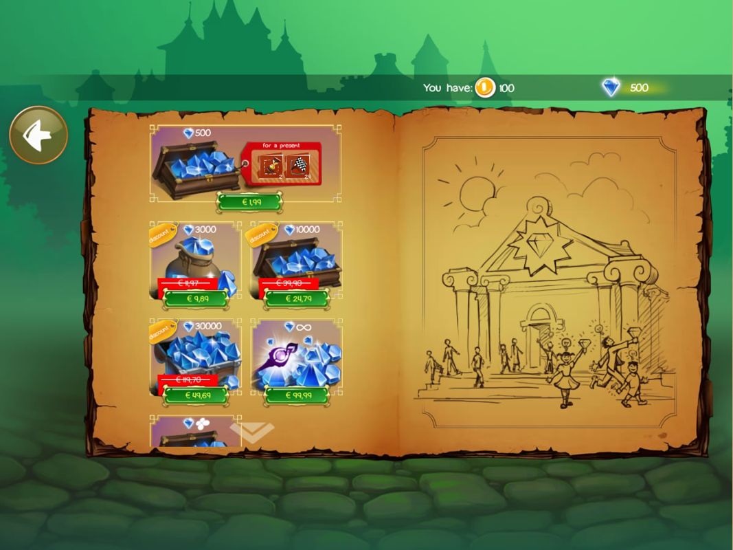 Doodle Kingdom (Windows Apps) screenshot: In-app purchases for crystals