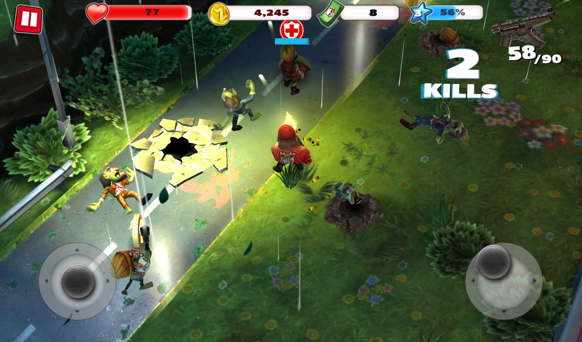 Zombiewood (Android) screenshot: In this level you need to protect a little boy.