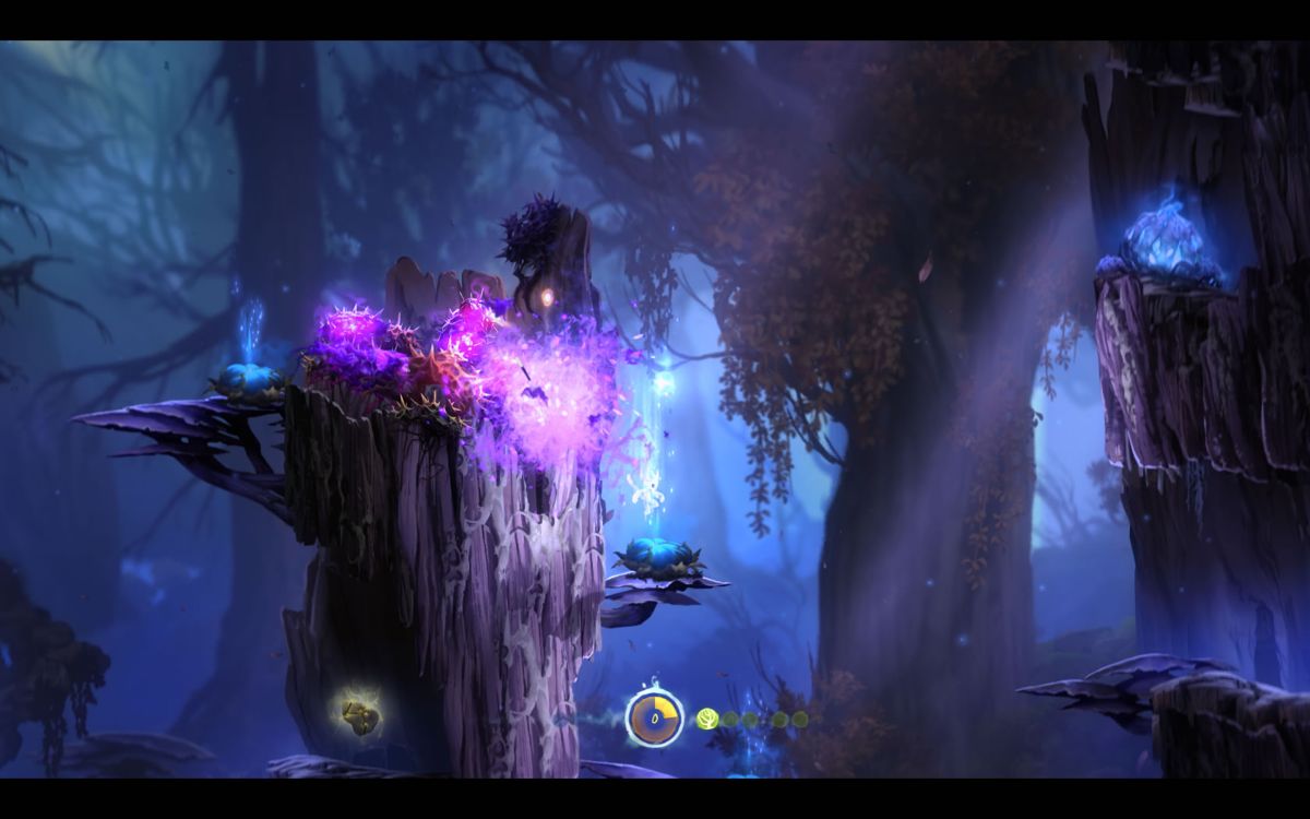 Ori and the Blind Forest: Definitive Edition (Windows) screenshot: Watch out for the purple, deadly objects.