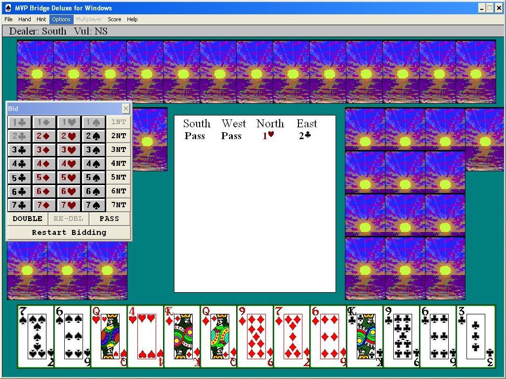 MVP Bridge Deluxe for Windows (Windows) screenshot: The bidding takes place in a separate little window