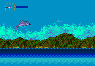 Ecco Jr. (Genesis) screenshot: Breaking through the surface.