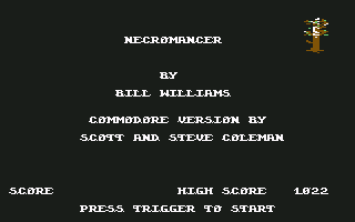 Necromancer (Commodore 64) screenshot: Title screen and credits