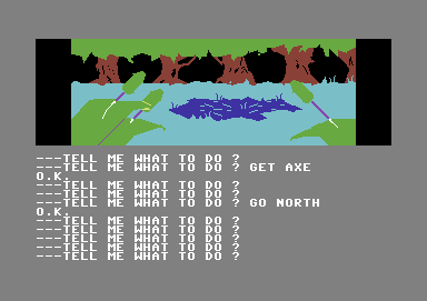 Scott Adams' Graphic Adventure #1: Adventureland (Commodore 64) screenshot: Quick-sand Bog