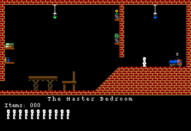 Willy's Weirdy Nightmare (Amiga) screenshot: First room: The Master Bedroom