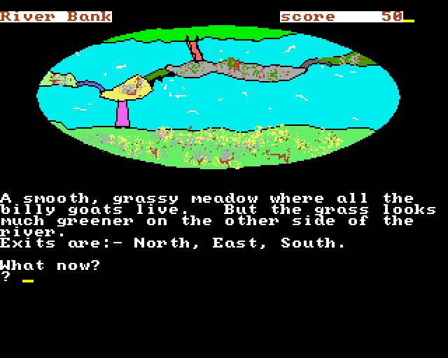 Reasoning with Trolls (Amiga) screenshot: First location: River bank