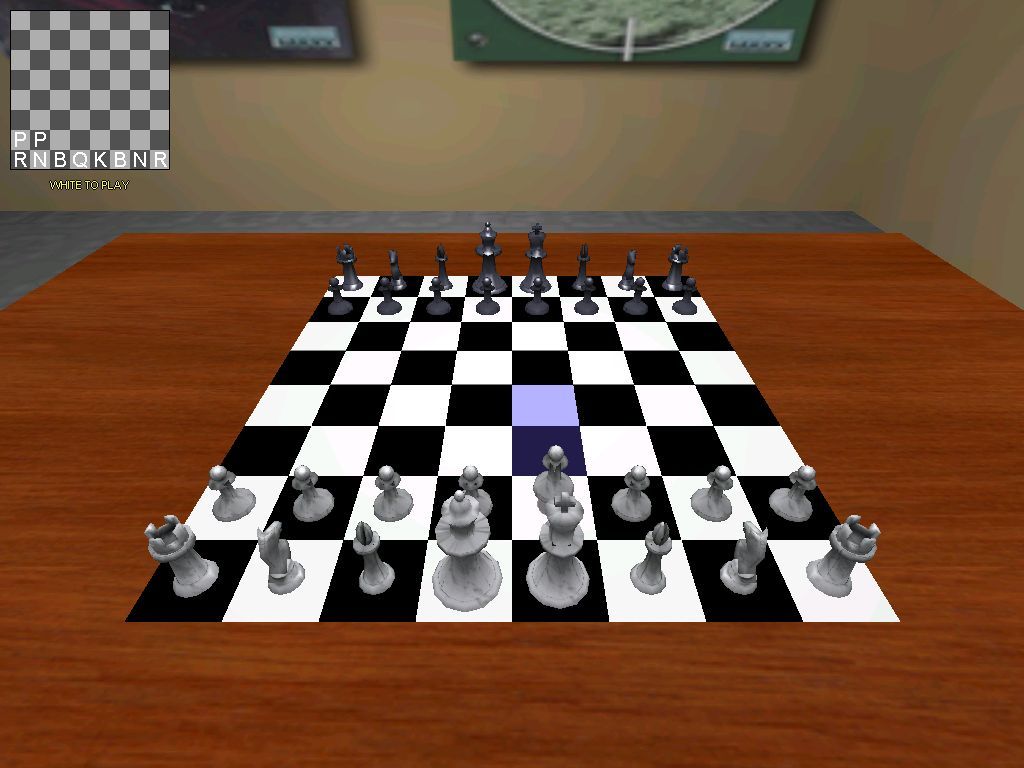 Arcade Chess (Windows) screenshot: Playing in 'The Apartment' game room, white to move