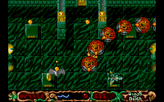 Wings of Death (Atari ST) screenshot: A trail of red blobs try to ram you