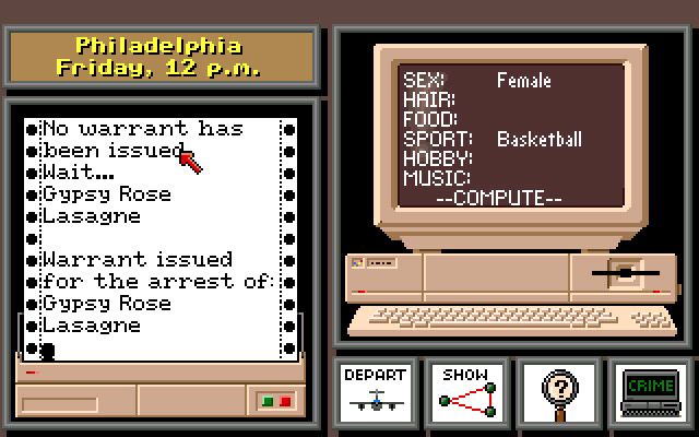 Where in the U.S.A. Is Carmen Sandiego? (Amiga) screenshot: Ladies and gentlemen, we have a suspect