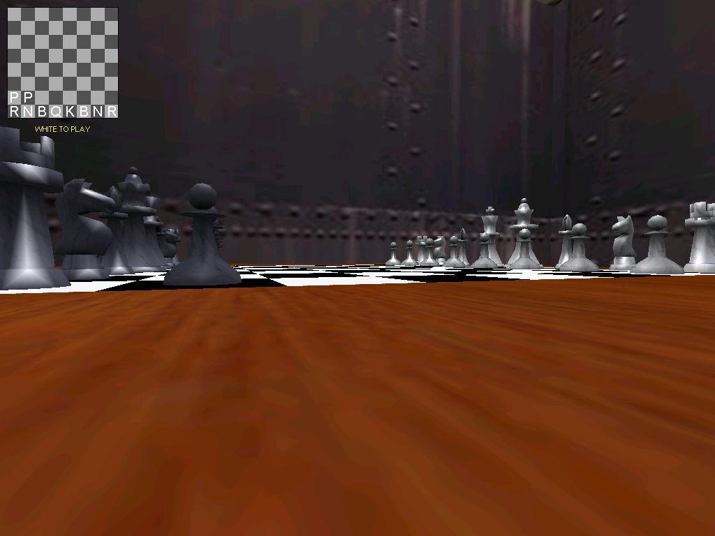 Arcade Chess (Windows) screenshot: A table top view of a game being played in the Steel game environment