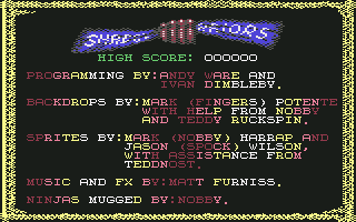 Ninja Gaiden (Commodore 64) screenshot: Credits