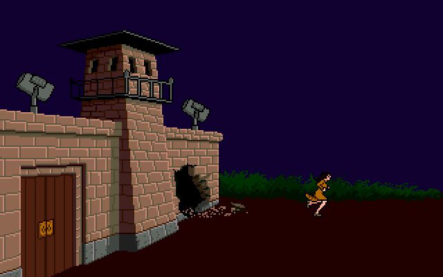 Where in the U.S.A. Is Carmen Sandiego? (Amiga) screenshot: Somewhere in Europe, Carmen Sandiego escapes from prison...