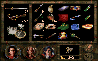 Betrayal at Krondor (DOS) screenshot: A full inventory screen