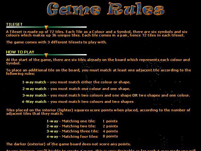 Ishido (Windows) screenshot: The first 'page' of the in game rules