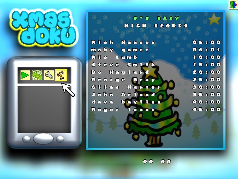 Ultimate Su Doku (Windows) screenshot: The high score table comes pre-populated with developer's names