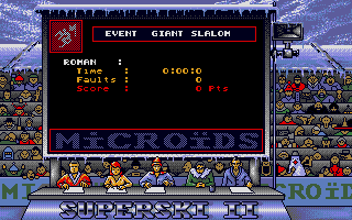 Super Ski II (DOS) screenshot: Super Giant Results.