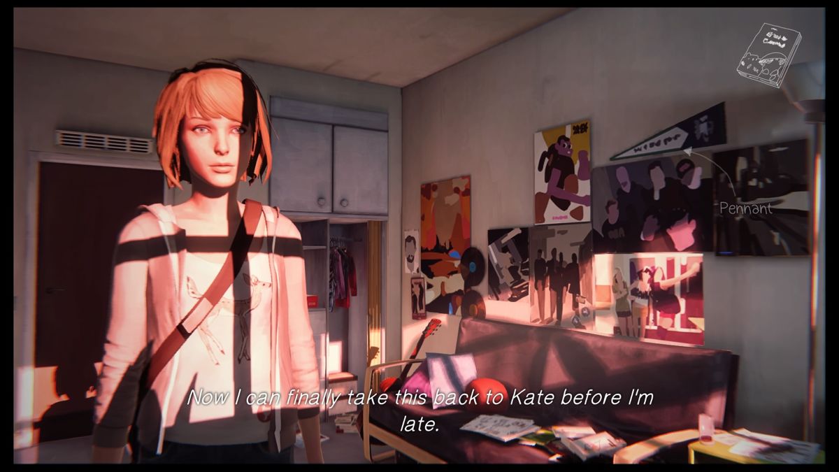 Life Is Strange: Episode 2 - Out of Time (PlayStation 4) screenshot: Found the book Kate wanted back, better head to her dorm room next