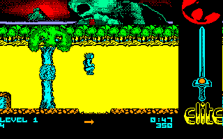 Thundercats (Amstrad CPC) screenshot: Jumping over lethal pits...