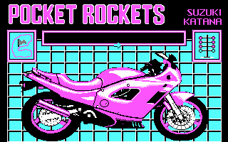 Pocket Rockets (DOS) screenshot: Main menu (CGA)