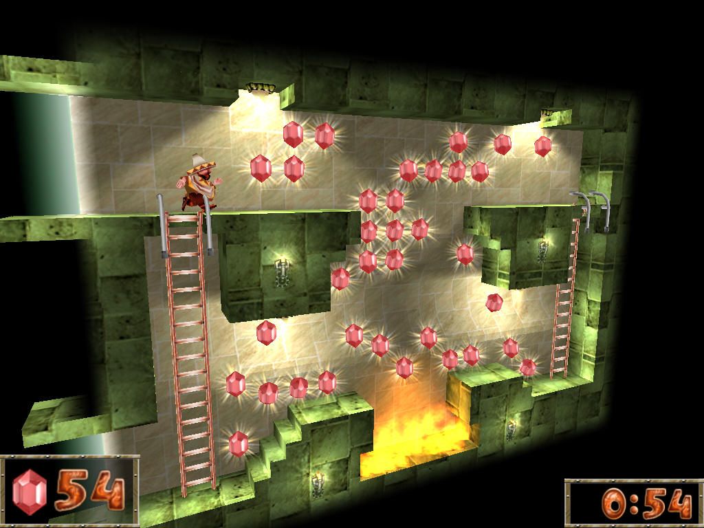 Azangara (Windows) screenshot: One of the bonus levels - lots of diamonds to collect!