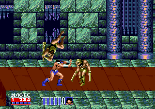 Golden Axe II (Genesis) screenshot: You can now pick up an enemy and choose to throw him to the left or to the right; preferably on another enemy of course
