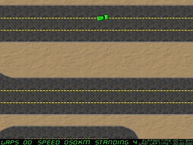 99 Classic Arcade (Windows) screenshot: All the racing games are viewed top down. The AI cars never make a mistake, know where the bends are and have virtually the same speed as the player
