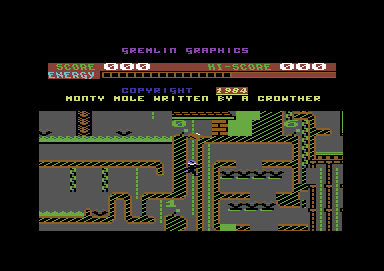 Wanted! Monty Mole (Commodore 64) screenshot: Navigating a ladder