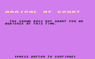 The Seven Cities of Gold (Commodore 64) screenshot: Arrival at the court.