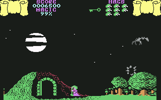 Cauldron (Commodore 64) screenshot: Entering the green door