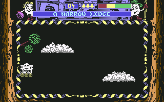 Dizzy: Prince of the Yolkfolk (Commodore 64) screenshot: A narrow ledge.