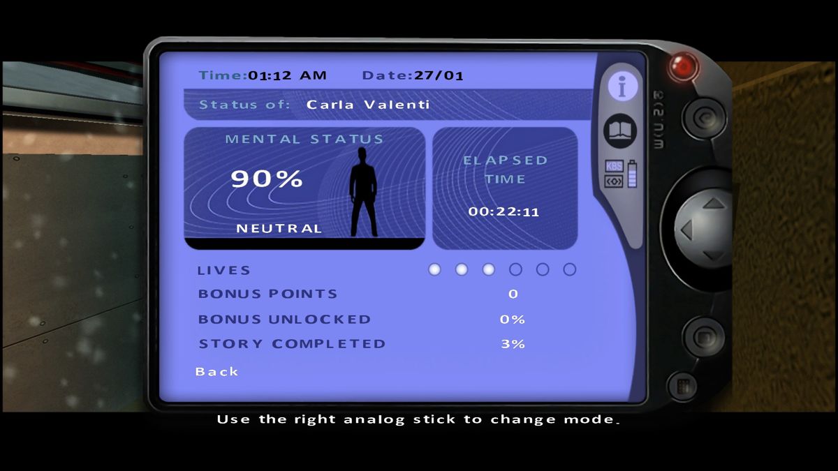 Fahrenheit: Indigo Prophecy - Remastered (Windows) screenshot: Keep that mental status as neutral as possible.