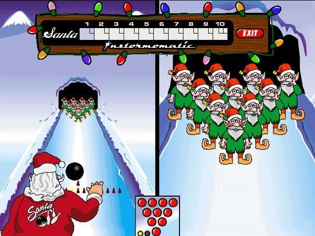 Elf Bowling (Windows) screenshot: Bowling the ball.