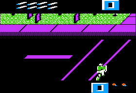 Paperboy (Apple II) screenshot: Start of the game.