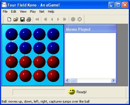 Four Field Kono (Windows) screenshot: The board layout at the start of a game