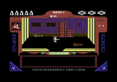 Gunfighter (Commodore 64) screenshot: Cemetary - make sure he ends up here.