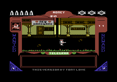 Gunfighter (Commodore 64) screenshot: Guns rather than computers, natch