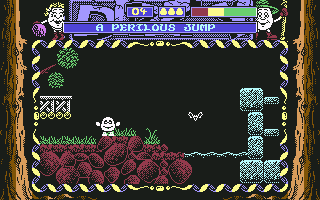 Dizzy: Prince of the Yolkfolk (Commodore 64) screenshot: Near the castle.