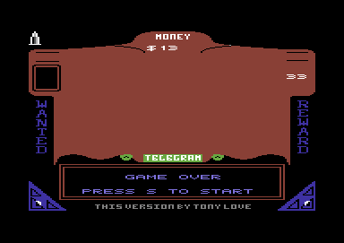 Gunfighter (Commodore 64) screenshot: Game over