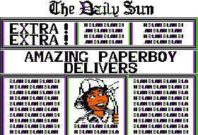 Paperboy (Apple II) screenshot: Amazing Paperboy Delivers!