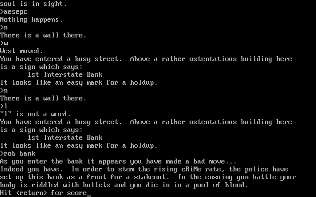 cRiMe (DOS) screenshot: I've been set up!