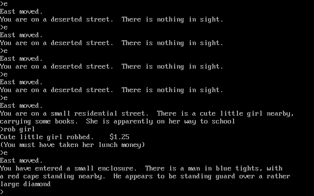 cRiMe (DOS) screenshot: There's clearly some story here but I haven't time to investigate.