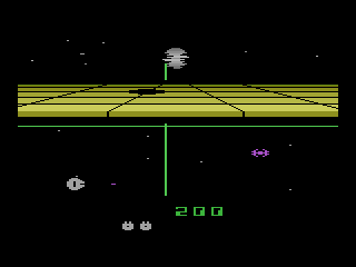 Star Wars: Return of the Jedi - Death Star Battle (Atari 2600) screenshot: Battle outside the shield perimeter, beware of the death ray