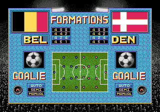 Champions World Class Soccer (Genesis) screenshot: Formation setup
