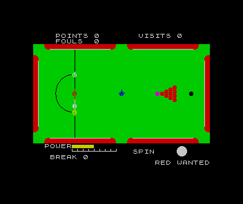 Steve Davis Snooker (ZX Spectrum) screenshot: Starting position