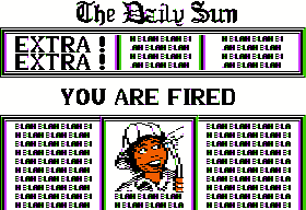 Paperboy (Apple II) screenshot: You are fired!