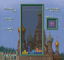 Super Tetris 3 (SNES) screenshot: A single line appears.